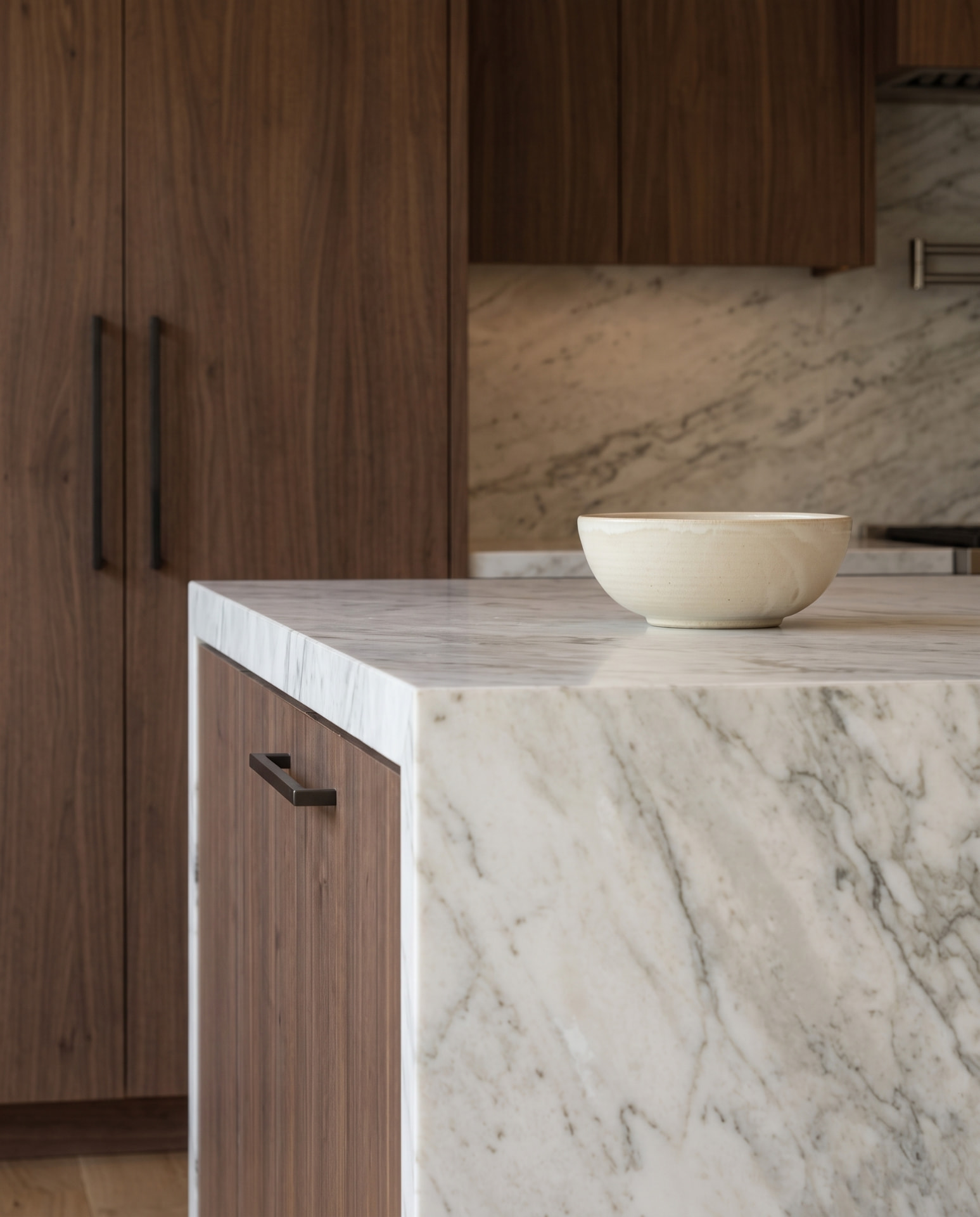 Mountain View studio wood cabinetry and stone kitchen detail